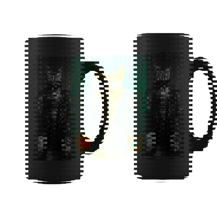 Matrix Cat Píldora Roja Píldora Azul Manga Larga Taza de café