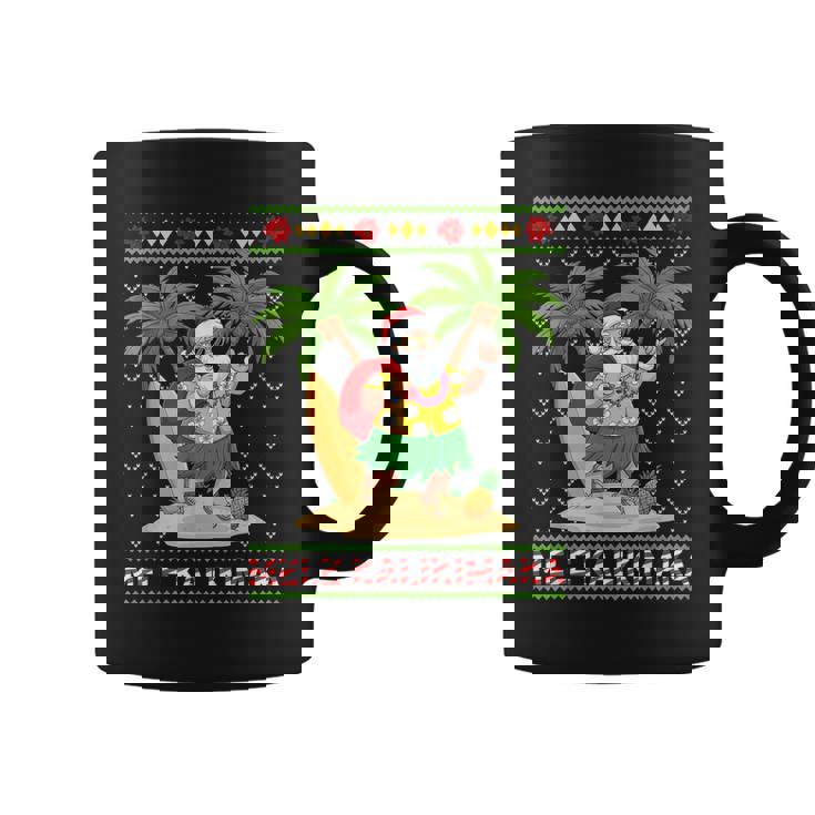Mele Kalikimaka Retro Santa Shaka Hawaii Ugly Christmas Coffee Mug