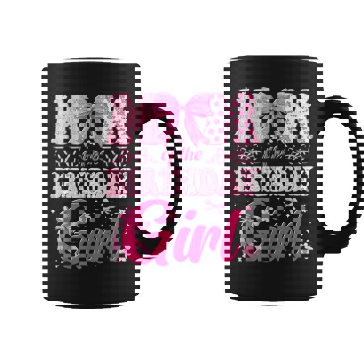 Mom Of The Birthday Girl Family Pink Bow Family Party Coffee Mug