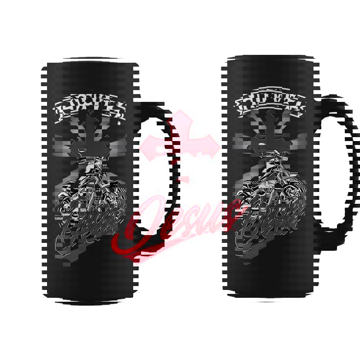 Motorcycle Biker Motorbike Rider I Ride With Jesus Coffee Mug