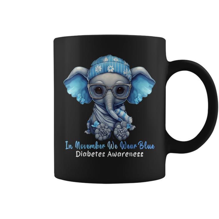 In November We Wear Blue Elephant Diabetes Awareness Coffee Mug