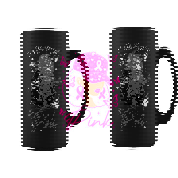 In October We Wear Pink Breast Cancer Awareness Black Women Coffee Mug