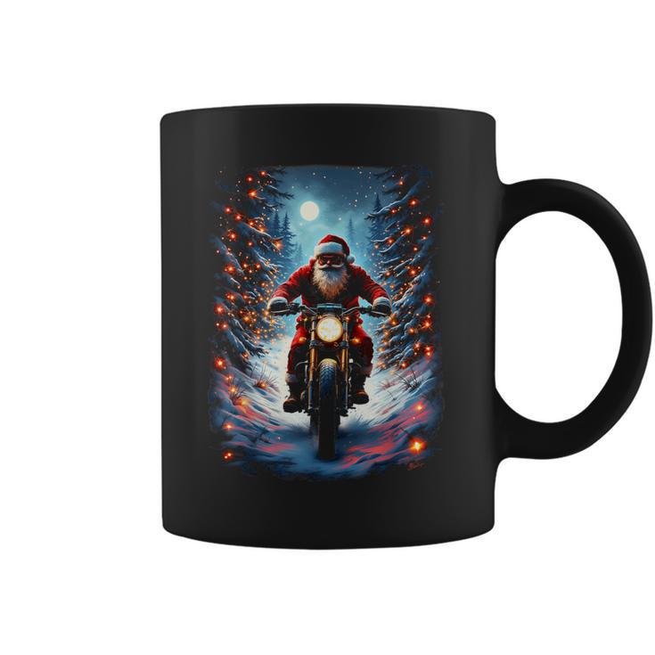 Père Noël Motard Équitation Moto Noël Lune Tasse