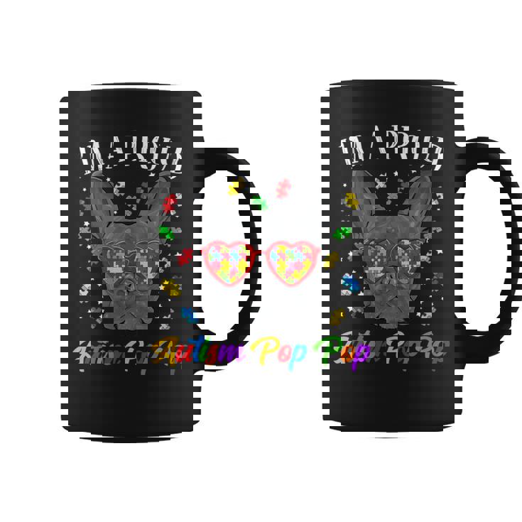 Proud Autism Pop Pop French Bulldog Dog Puzzle Glasses Coffee Mug