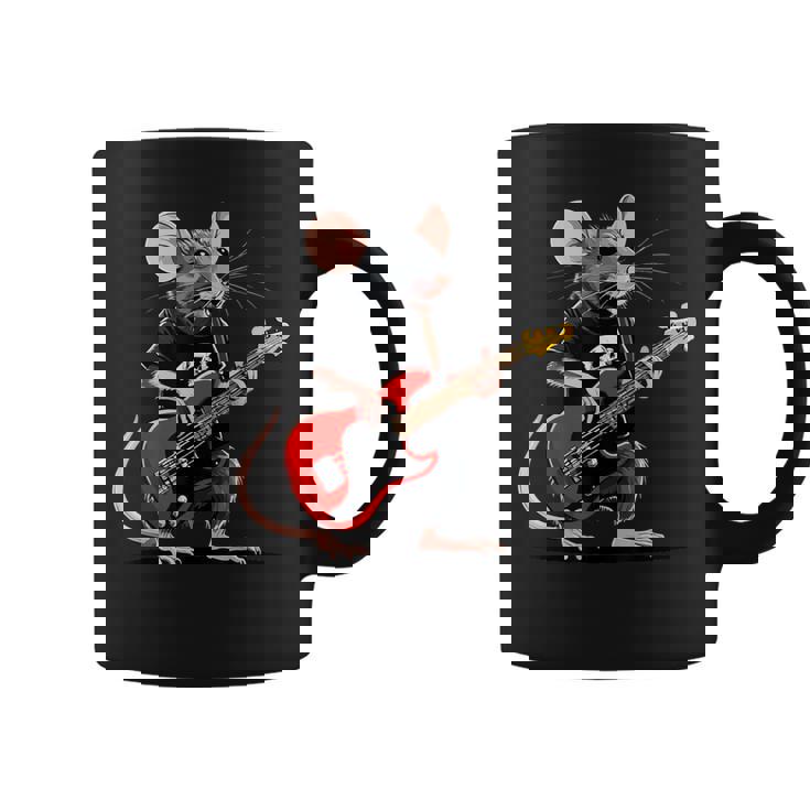 Rata Tocando Guitarra Eléctrica Guitarrista Rata Taza de café