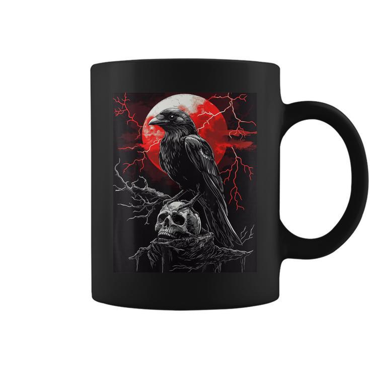 Raven Skull Moon Scary Black Gothic Spooky Black Crow Coffee Mug Raven Skull Moon Scary Black Gothic Spooky Black Crow Coffee Mug