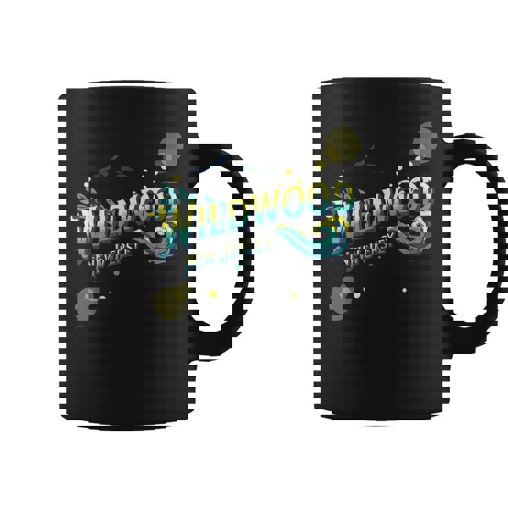 Retro Wildwood New Jersey Waves Sun Ocean Beach NJ Vacation Coffee Mug