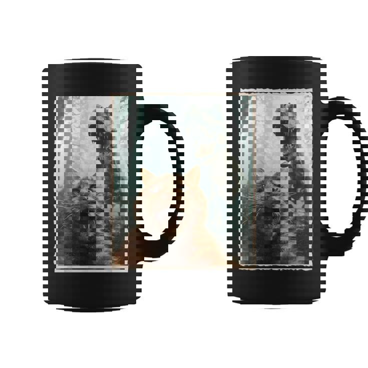 Selfie De Chat Avec Dinosaure Photo De Chat Effrayée Amusante Tasse