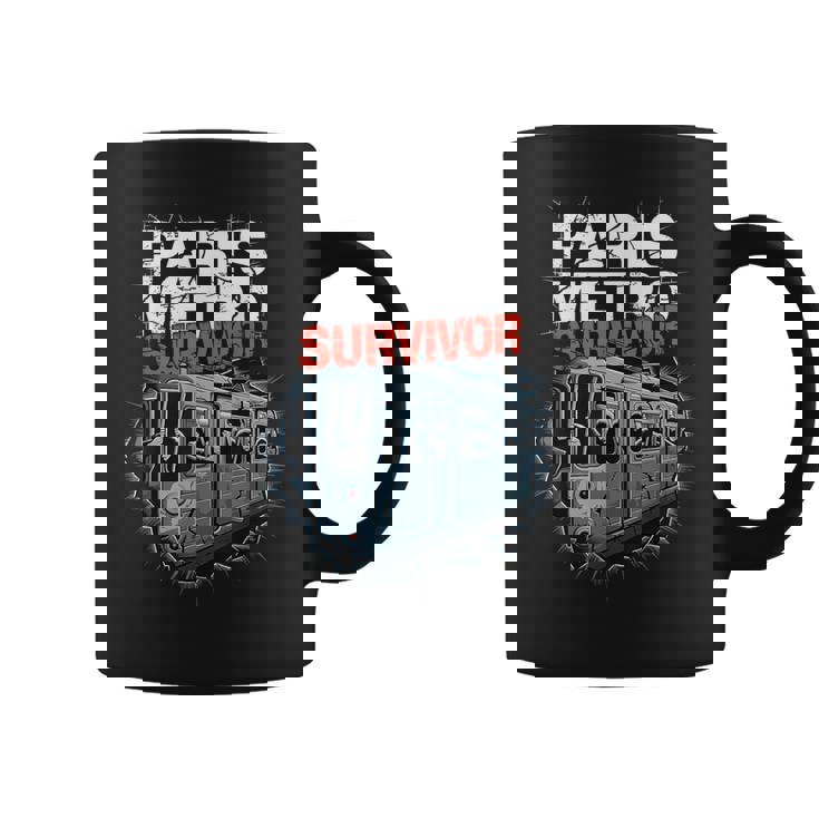 Superviviente Del Metro De Parísupervivienteuperpoblado Humor Tren Francia Taza de café