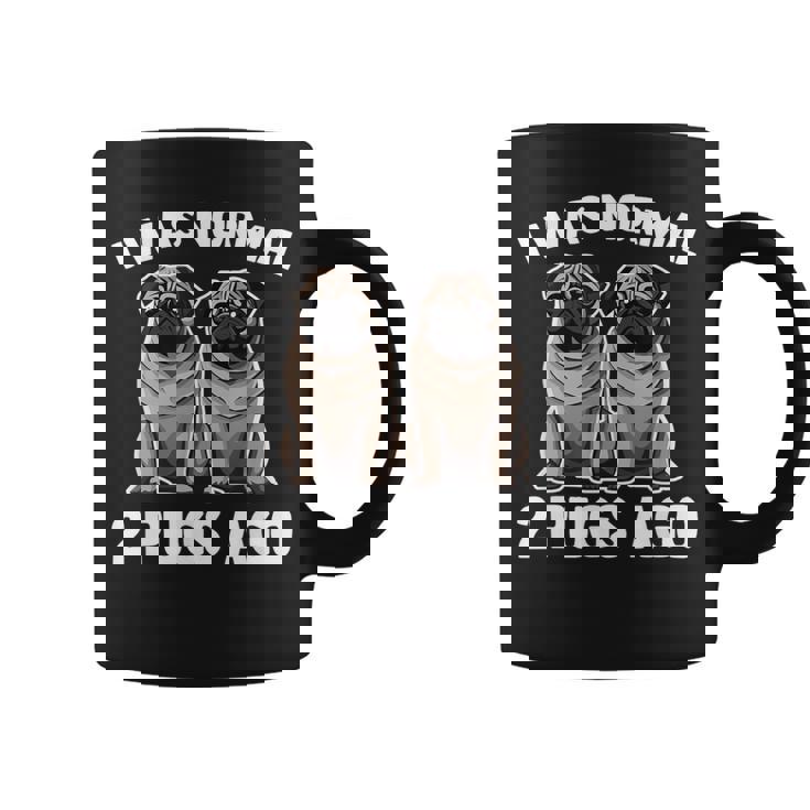 I Was Normal 2 Pugs Ago 面白い犬のパグオーナーパグ愛好家パグ コーヒーマグ