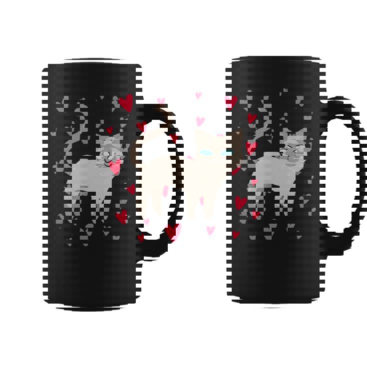 かわいいシャム猫プリント コーヒーマグ