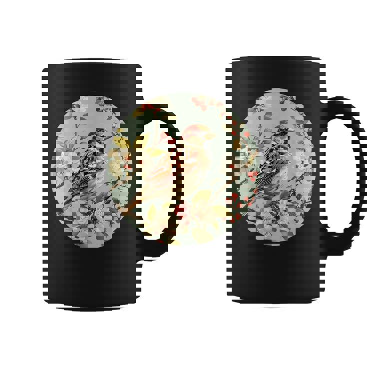 かわいい花のスズメの花の家のスズメ。 コーヒーマグ