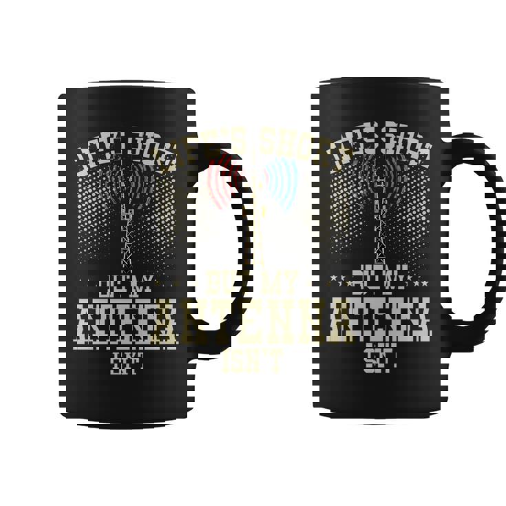 アマチュア無線デザイン 男性用 アマチュア無線機 アンテナ 長袖tシャツ コーヒーマグ