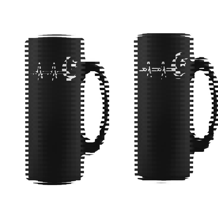 イスラム教のシンボル イスラム教のイスラム教徒のサイン ハートビート イスラム教の三日月形 コーヒーマグ