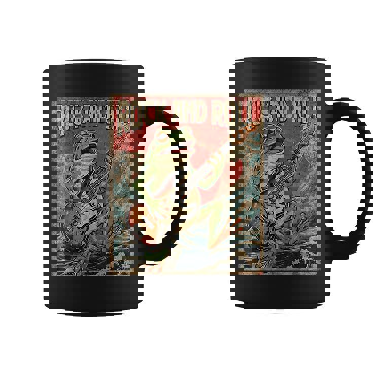 カエル 演奏 ベース ギター ロック オン ヴィンテージ ロック ギタリスト カエル コーヒーマグ