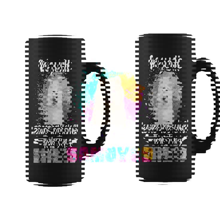 カラフルな世界 サモエド 犬 前足 犬のママ 服 ママ サモエドのアクセサリー 犬の学校 犬の飼い主 コーヒーマグ