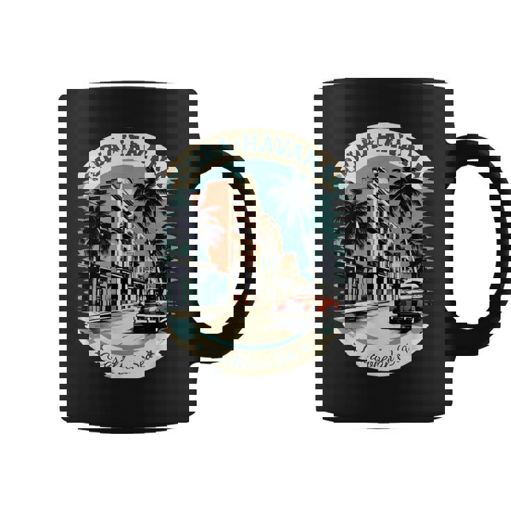 キューバ ハバナ レトロ 車 ヴィンテージ カリブ海のヤシの木 コーヒーマグ