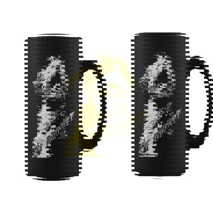 ギターロッカー ギタリスト 動物 パンク グランジ犬とマルチーズ コーヒーマグ