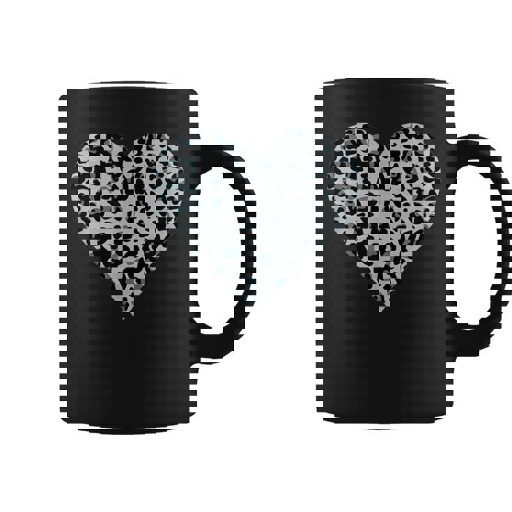 グレーとブラック ヒョウ柄 アニマルプリント ハート コーヒーマグ