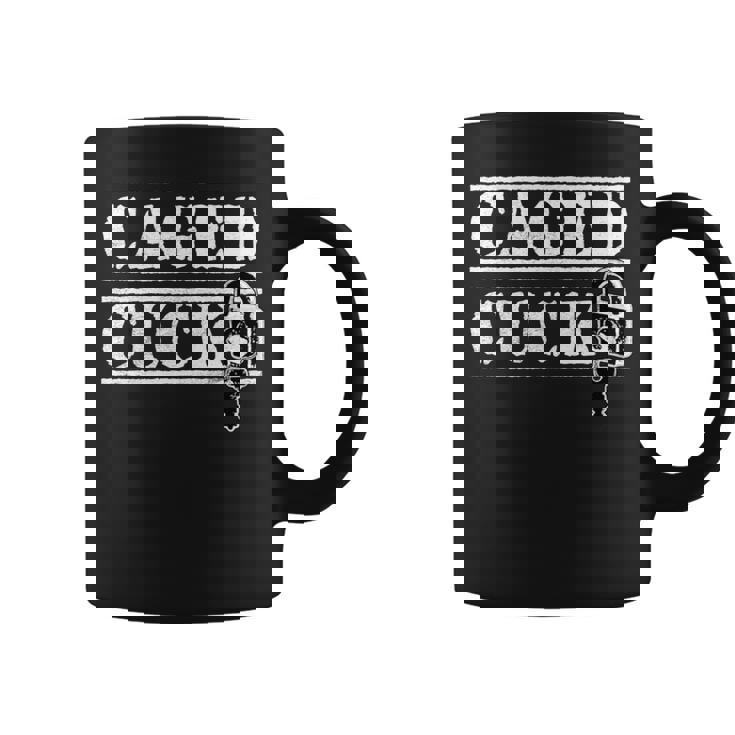 ケージドされた従順なコック、フェムドム カッコド 男性 貞操プレイ 長袖tシャツ コーヒーマグ