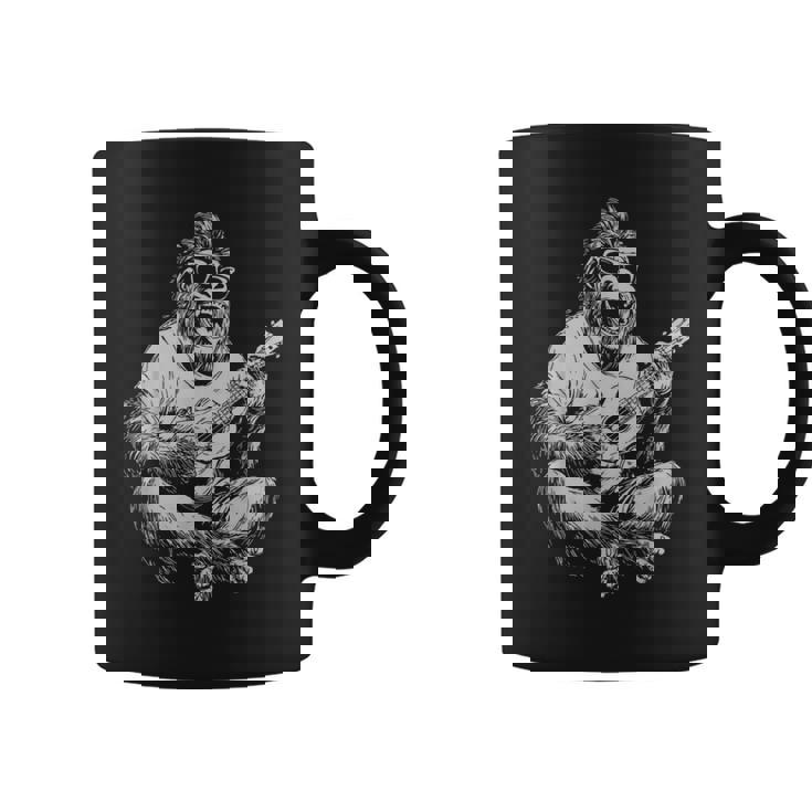 サングラス付きかわいいゴリラ ギタープレーヤー 面白いギタリスト コーヒーマグ