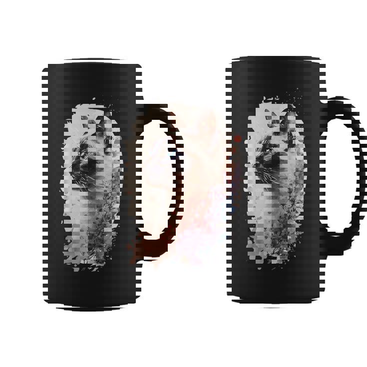 シャム猫 日本の桜 花柄 水彩 猫 コーヒーマグ