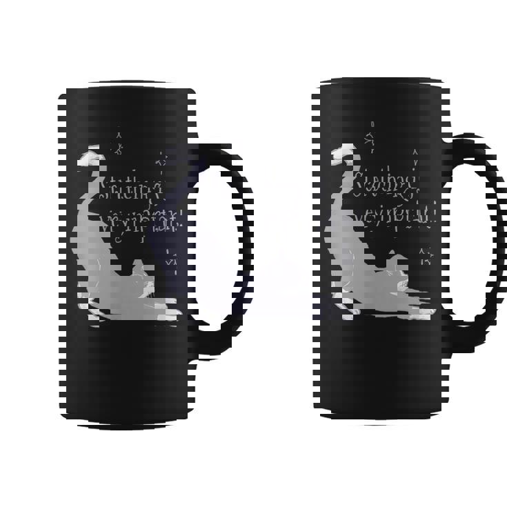 ストレッチは大事！ 猫 ネコ 愛猫 伸び 柔軟 ハチワレ 靴下猫 シンプル かわいい 癒やし メンズ レディース キッズ コーヒーマグ