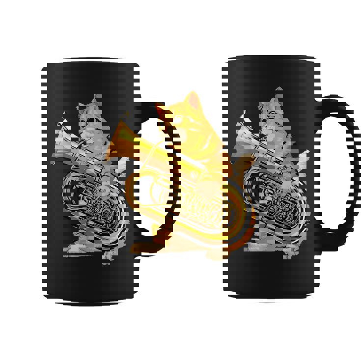 チューバを弾く面白い猫ギフト かわいい子猫ミュージシャンファン コーヒーマグ