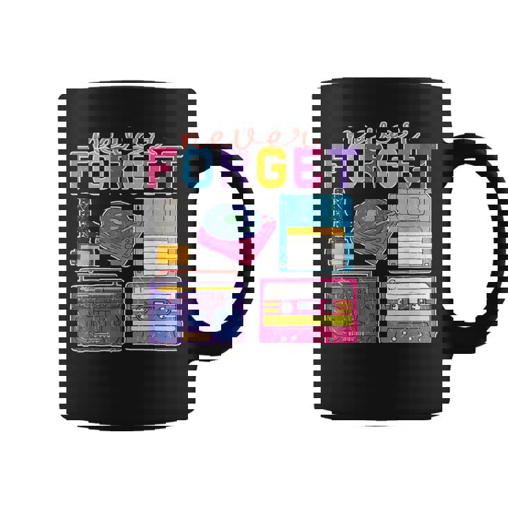 ネバーフォーゲット カセットテープ フロッピーディスク オールドスクール レトロ コーヒーマグ