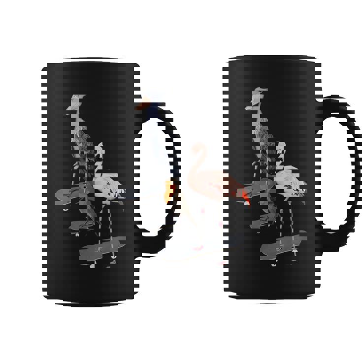 ハシビロコウ フラミンゴ スケートボード 鳥 動物 図 バードウォッチング 贈り物 鳥類学者 生物学者 自然科学 コーヒーマグ