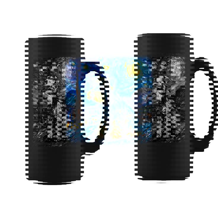 バン・ゴッホ 星月夜ミニチュア・シュナウザー 長袖tシャツ コーヒーマグ