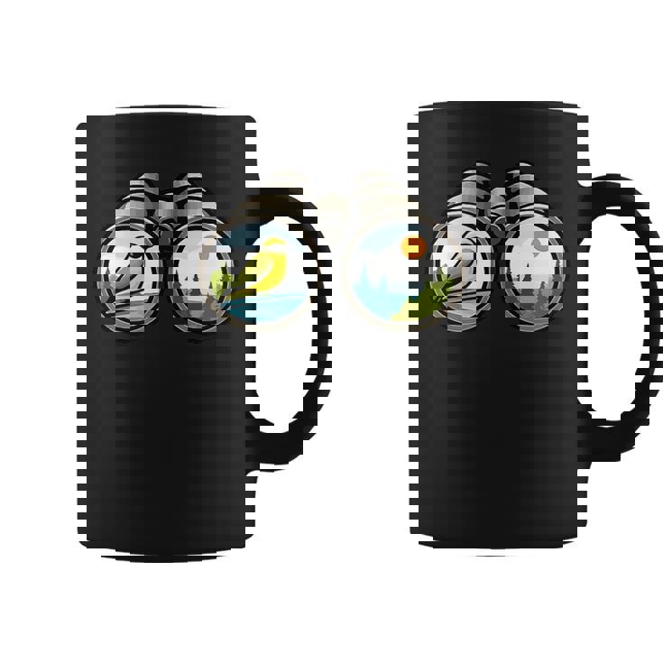 バードウォッチング双眼鏡デザイン コーヒーマグ