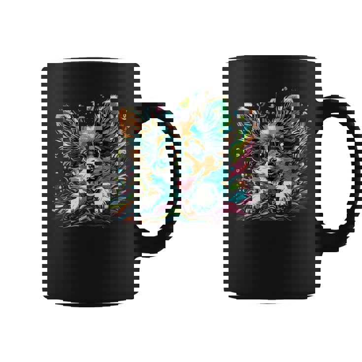 パピヨン犬の飼い主 パピヨン犬のアートワーク コーヒーマグ