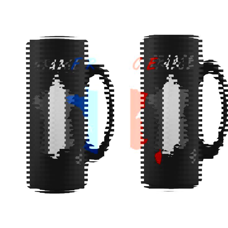 フランスの地図の中のフランス国旗tシャツ コーヒーマグ