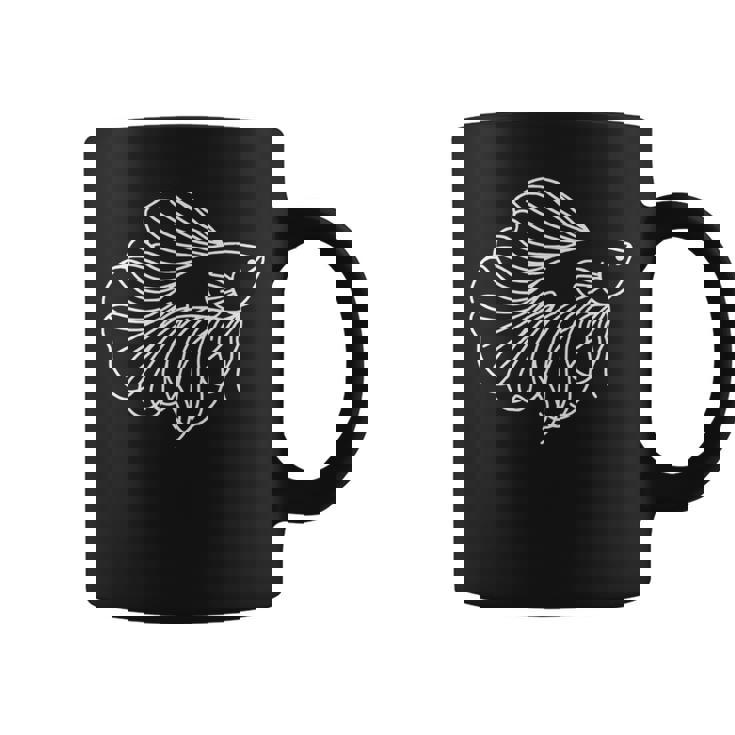 ベタ ラインアート アクアリウム 熱帯魚デザイン 長袖tシャツ コーヒーマグ