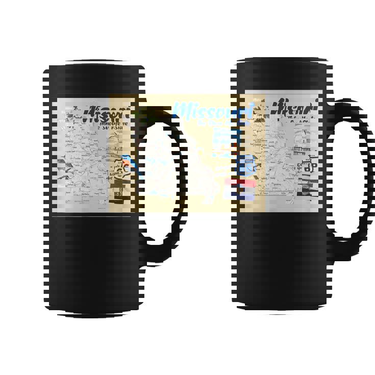 ミズーリ州、マップフラッグアーチブルーバードフラワーランドマーク コーヒーマグ