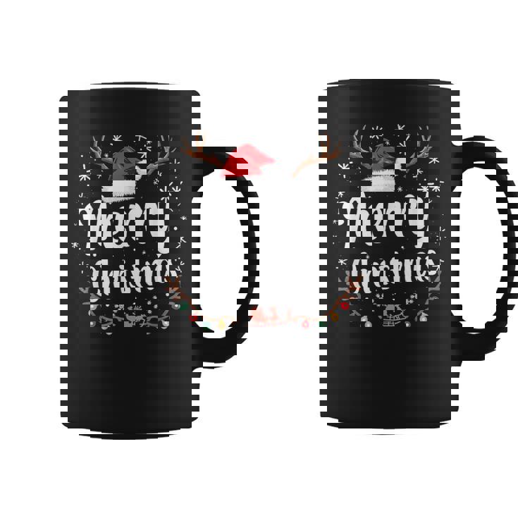 メリークリスマスライト サンタハット クリスマス ファミリー 男性 女性 キッズ コーヒーマグ