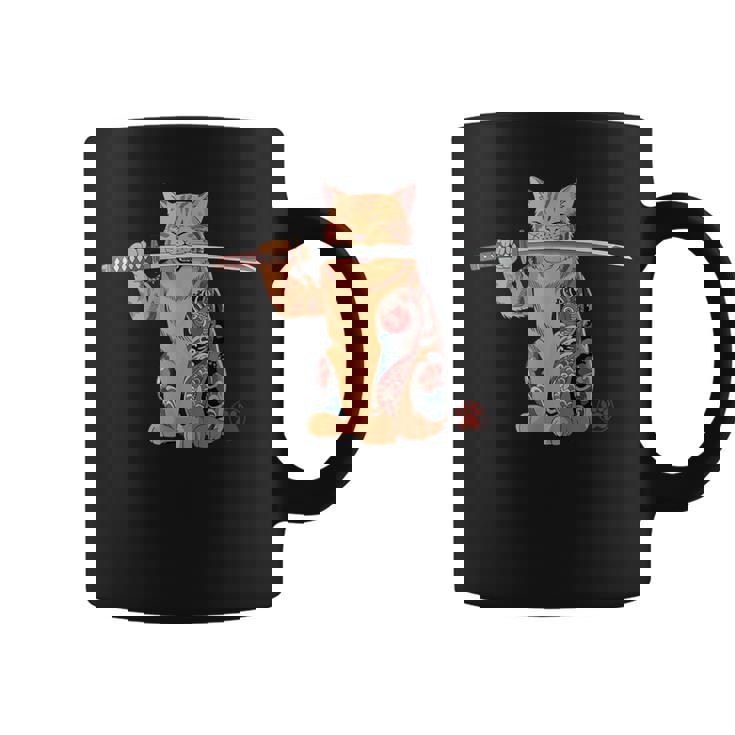 ヤクザ 猫 サムライ タトゥー 日本語 オレンジ 猫 グラフィック コーヒーマグ