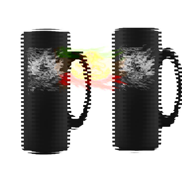 ライオンと太陽のエンブレムが付いたイランの国旗、ヴィンテージペルシャ遺産。 コーヒーマグ