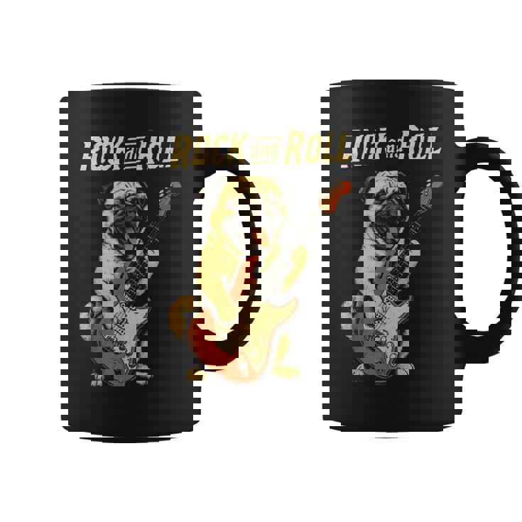 ロックするパグ犬 ギター演奏の面白デザイン コーヒーマグ