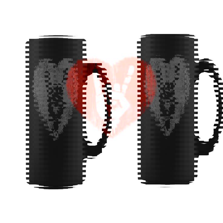 ロックミュージックラバーレッドハートロックンロール コーヒーマグ