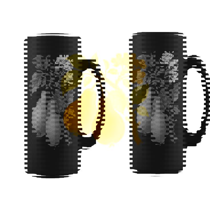 ヴィンテージボタニカル梨アートプリント コーヒーマグ