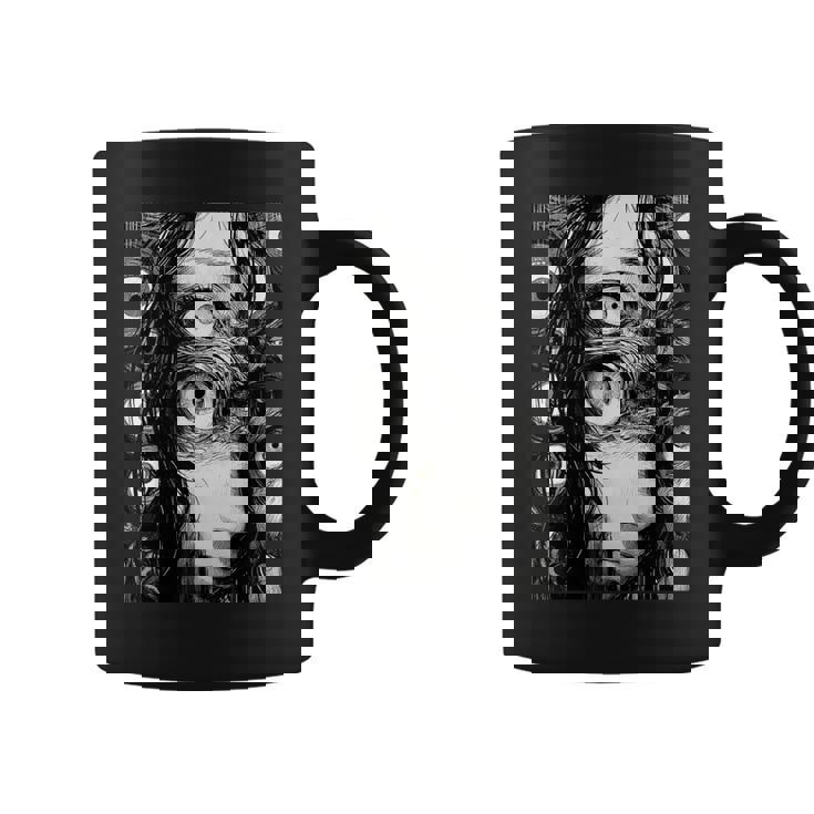 不気味な漫画 少女 怖い目 ホラー ハロウィン 恐ろしい コーヒーマグ