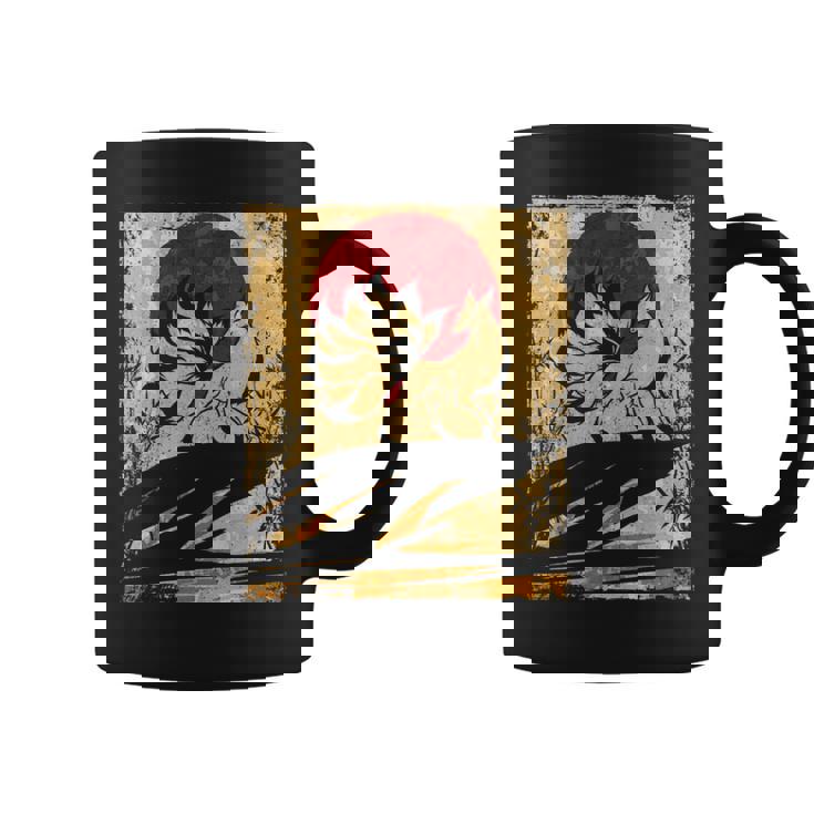 九尾の狐 日本のレトロアート 長袖tシャツ コーヒーマグ