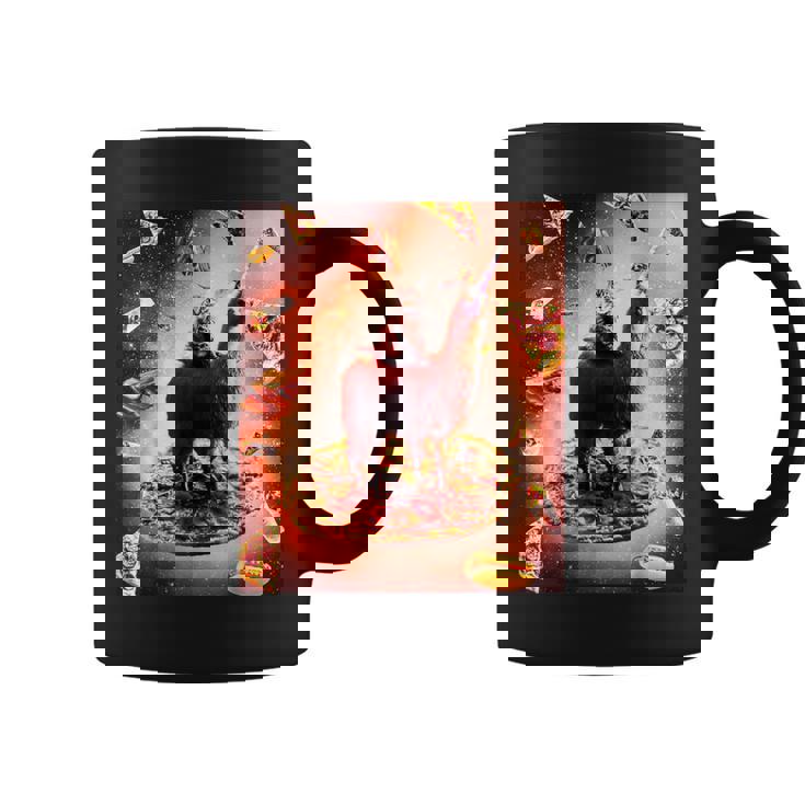 宇宙 猫 ライディング ラマ ユニコーン ピザ コーヒーマグ