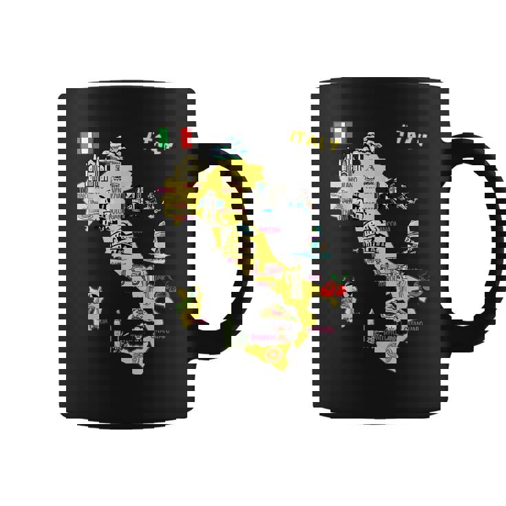 手描きのイタリア地図 観光地 コーヒーマグ