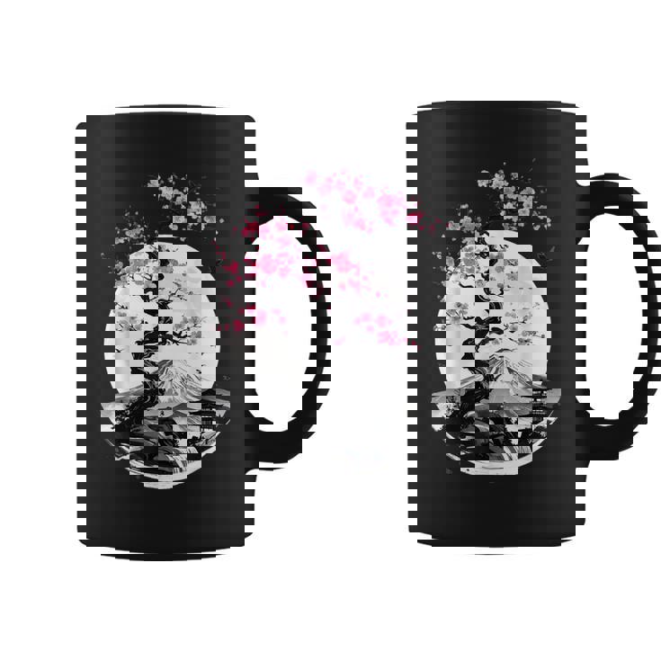 桜と月と富士山のtシャツ 春 花見 和柄 和風 和 メンズ レディース キッズ 水墨画 ギフト 服 サクラ コーヒーマグ