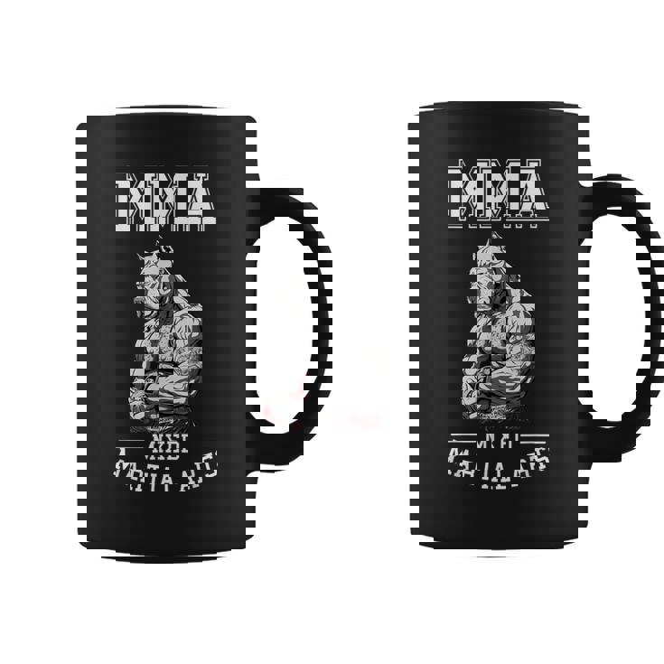 犬のmmaファイター フリーファイティングピットブル コーヒーマグ