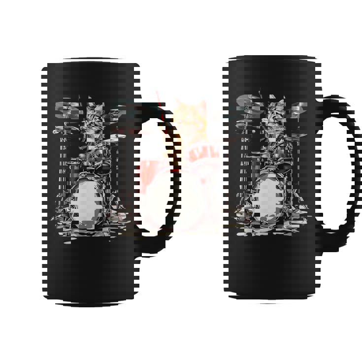 猫太鼓ドラムスティックかわいい猫と音楽 コーヒーマグ