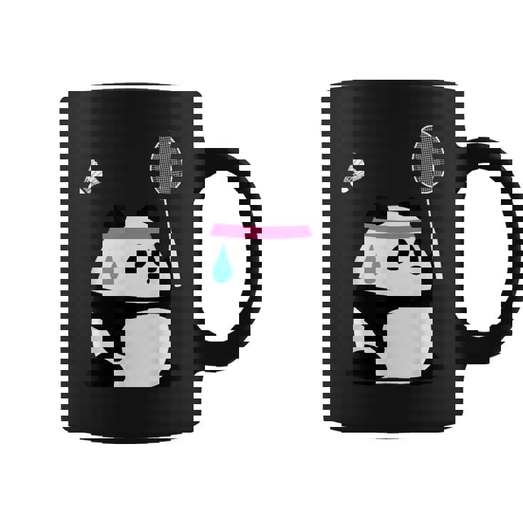 疲れきったバドミントンパンダ 面白いかわいいシャトルコック動物 コーヒーマグ